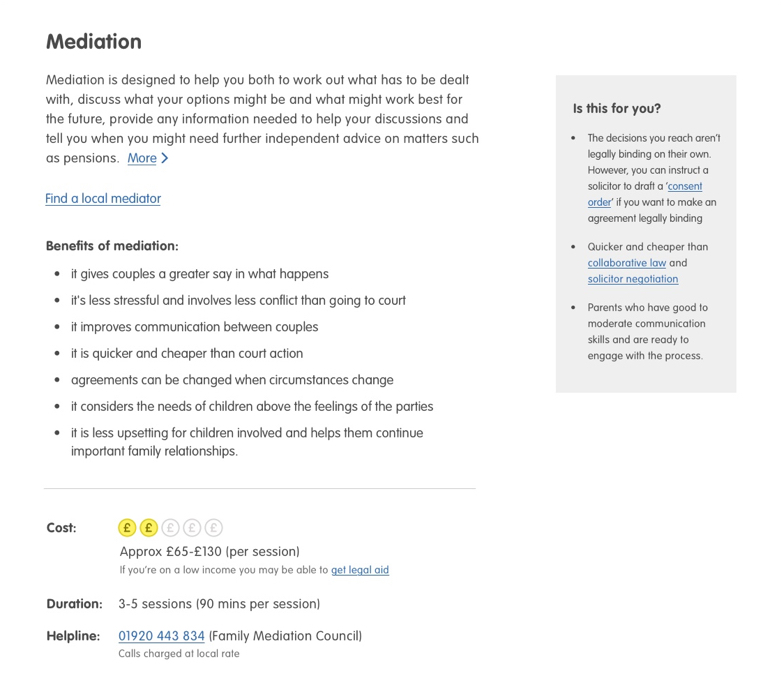 Mediation summary from our 1st prototype